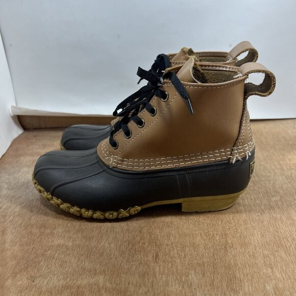 LL Bean Duck Boots Women Size 7 Rubber Moc Gum Shoes Low Top Brown Leather - Picture 4 of 9